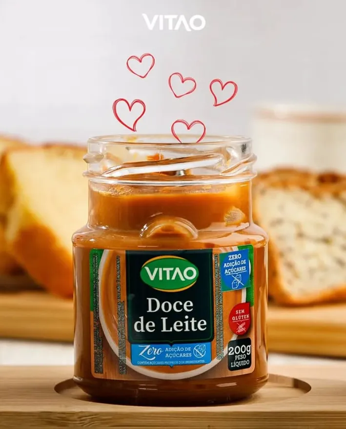 Pote de doce de leite Vitao zero adição de açúcares, vendido na QuickFit em São Pedro/SP